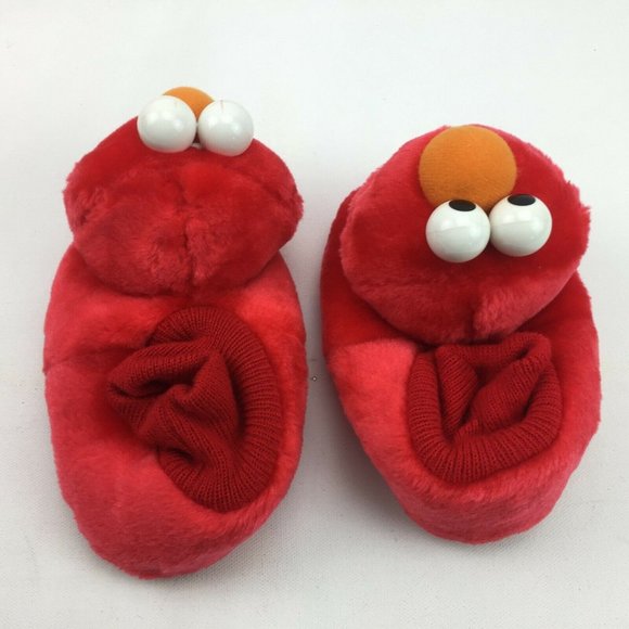 Sox Tab Elmo Slippers Socks Soft Shoes Sesame Street Red Kids L 9-10 - Picture 6 of 11